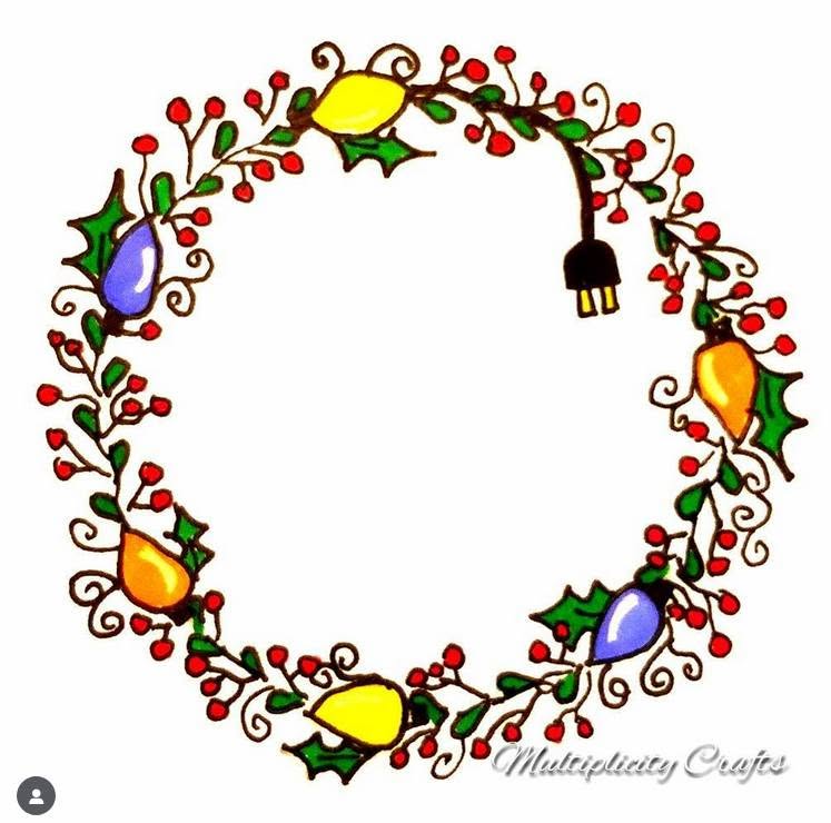 A Christmas wreath drawing from several years ago which I drew just for fun, using markers
