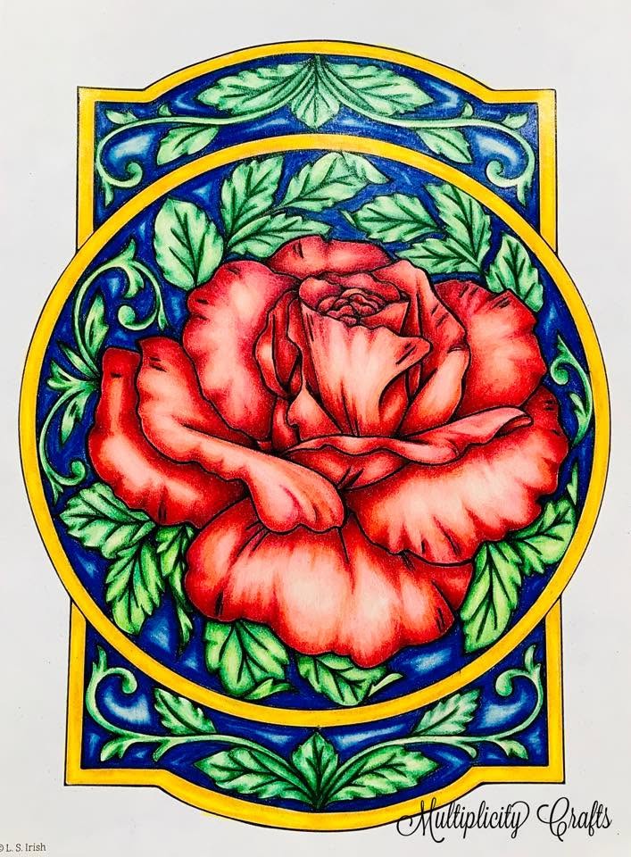 After several days of coloring here and there, this rose is ready for her debut! 😊 I used Prismacolor colored pencils for this one